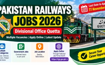 Pakistan Railways Jobs 2026 Quetta featured banner showing online application details and 11 November deadline